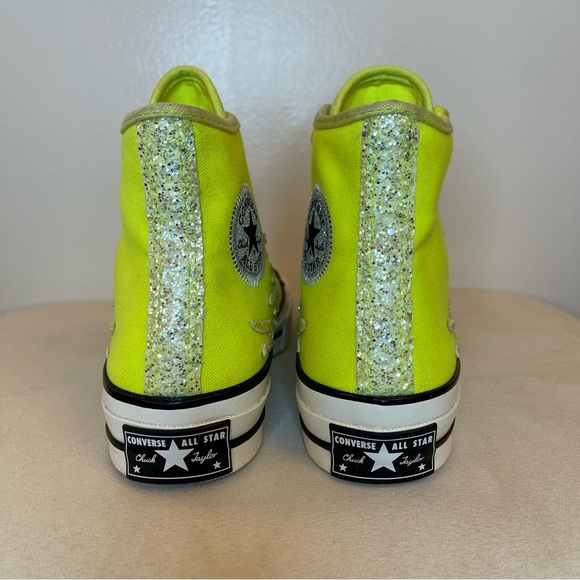 Converse Glitter Flame High Tops. Neon Yellow. Rare Mismatched Pair - Picture 7 of 11